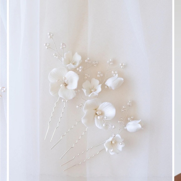 jay kay braids and bridal Accessories - Elegant White Floral Hair Pins